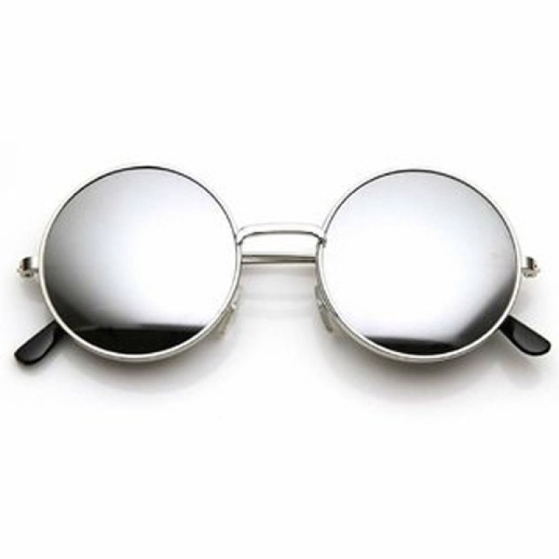 "Adam Jones Men Silver Mirrored Round Sunglass "