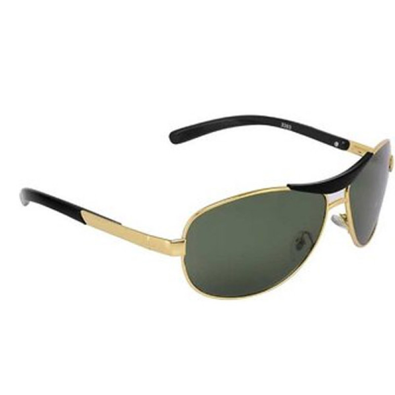 Glass Lens Golden Green Rectangular Polarized Sun glasses for Men