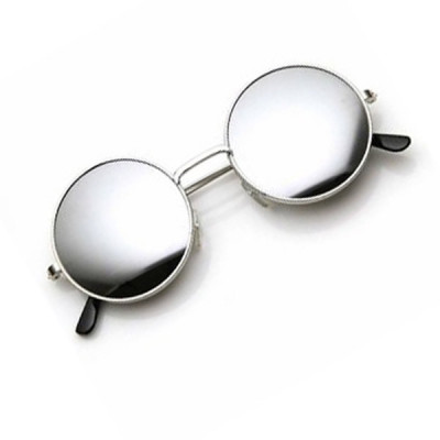 "Adam Jones Men Silver Mirrored Round Sunglass "